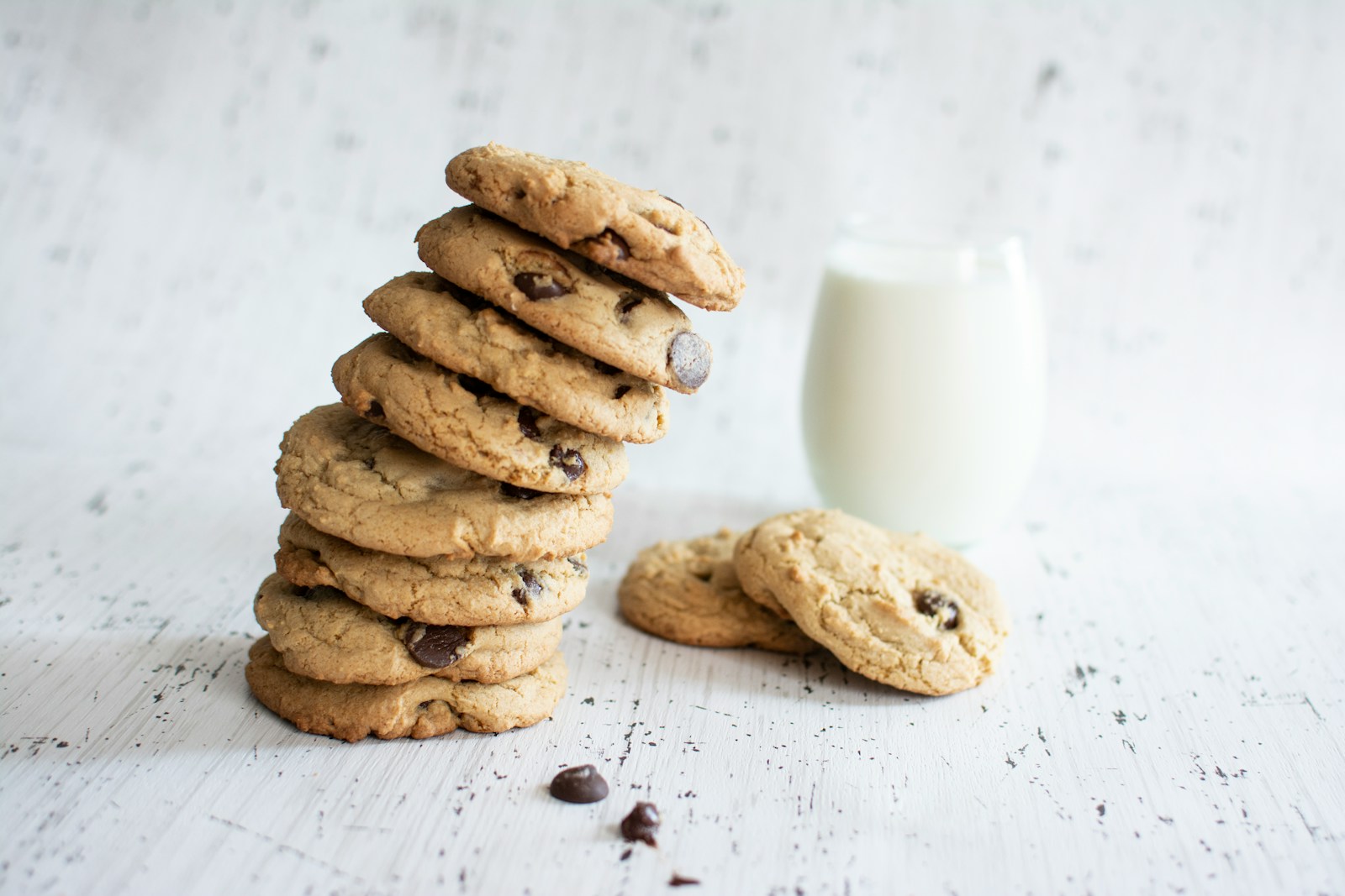 stack of cookies and glass of milk